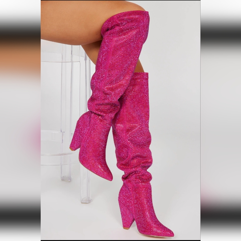 Barbie Vibes Rhinestone Embellished Boots